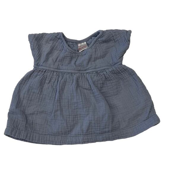 NEW Hannah Anderson Organic Cotton Dress 3-6 Month Baby Blue Short Sleeve